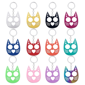 Cat-shaped self-defense keychains in twelve diverse metallic colors for outdoor safety