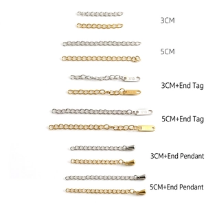 Stainless steel DIY extender chains in gold and silver finish with teardrop charms