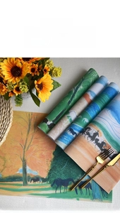 Artistic PVC placemat featuring Van Gogh oil painting style for elegant dining decor