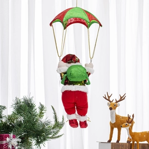 Hanging Santa Claus parachute ornament for Christmas decorations and festive window displays