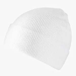Classic white ribbed knit beanie hat for winter outdoor warmth and stylish hip-hop look