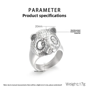 Detailed view of panda ring dimensions showing 20mm face width and 5mm stainless steel band