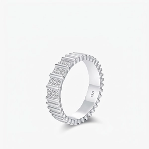 Bague En Argent Sterling 925 Moissanite Couleur D VVS1 Texture Nervurée Engrenage Unisexe Style Neutre Bijoux