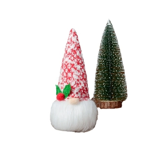 Glow gnome plush ornament with light-up forest man design and mini Christmas tree