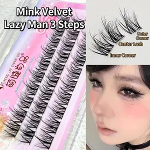 False Eyelashes Faux Mink Segmented Clusters Natural Wispy Individual Extension Lashes With Glue And Tweezer