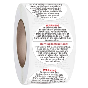 Round Candle Warning Labels Adhesive Safety Stickers For Candle Making Jar Containers Security Warning Text