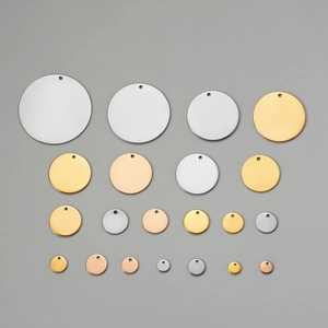 Polished round blank metal tags in gold, silver and rose gold for DIY jewelry making