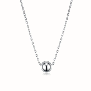 Minimalist S925 sterling silver ball necklace with adjustable chain on white background