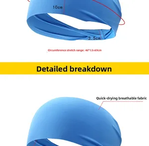 Details des blauen Sport-Stirnbands mit 10 cm Breite und bis zu 69 cm Dehnbarkeit