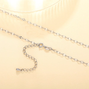 Detailed macro view of S925 sterling silver chain link necklace with lobster clasp