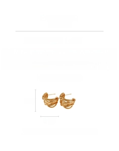 Detail specifications of 10.4g gold plated C-shaped twisted earrings with dimensions