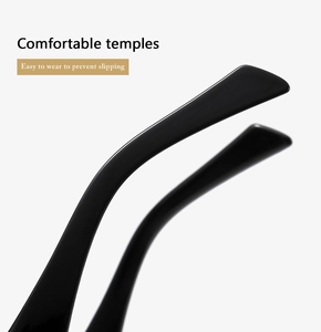 Detail of ergonomic glossy black temples designed for non-slip and comfortable eyewear fit