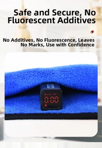Detailed view of thick microfiber cloth being tested for zero fluorescence additives