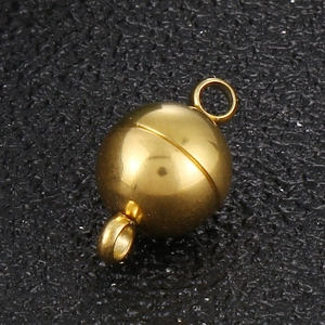 Gold spherical magnetic clasp connectors for stainless steel DIY necklaces and bracelets