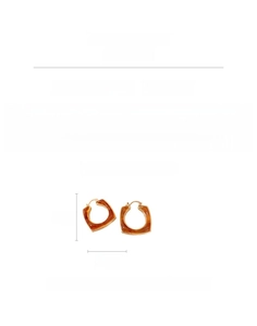 Detail view of 18k gold plated square resin earrings showing 2.5cm size and 11.4g weight
