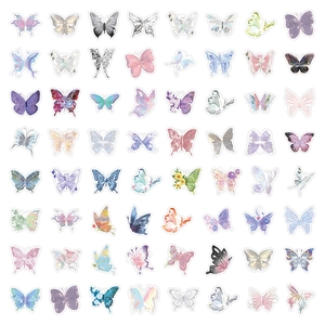 Glittery butterfly stickers set with 64 assorted designs for DIY journals and iPad cases