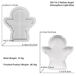Detailed dimensions of angel-shaped silicone molds for DIY resin casting projects