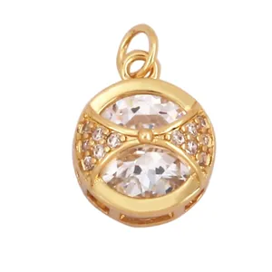 Macro shot of 10mm gold micro-pave starburst mushroom pendant with dimensions