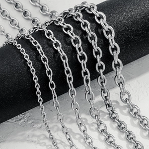Stainless Steel Jewelry Chains Unfinished O-Chain Cross Chain DIY Handmade Necklace Bracelet Making Accessories Bulk