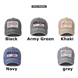 Grille de casquettes de baseball en coton délavé en cinq couleurs avec broderie America