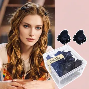 Mini Hair Claw Clips Acrylic Resin Small Hairpins For Bangs Styling Solid Black Simple Elegant Hair Accessories Women