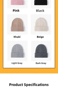 Detailed grid view showcasing six color options of classic ribbed knit beanies for women