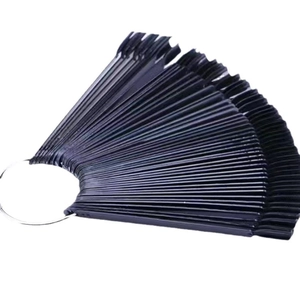 50 pieces fan-shaped black nail polish color swatches with metal ring for display