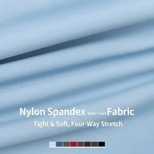 Tissu de soutien-gorge de yoga bleu clair sans couture en nylon et élasthanne doux