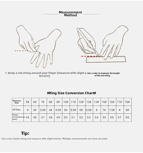 Detailed ring size guide and finger measurement instructions for sterling silver rings
