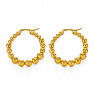 Boucles d'oreilles créoles en acier doré avec perles dégradées pour femmes élégantes