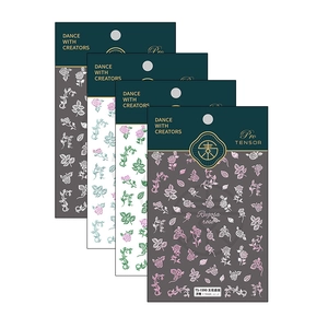 Stereo embossed rose nail art stickers with 3D floral patterns in four colors
