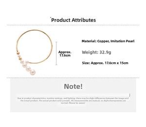 Detail view showing dimensions and weight of the gold choker with faux pearls