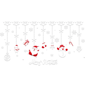 Christmas window decals with Santa, snowman and snowflakes on a white background