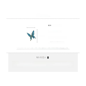 Detail specifications of blue butterfly alloy ear clips with 3.3cm by 3.2cm dimensions