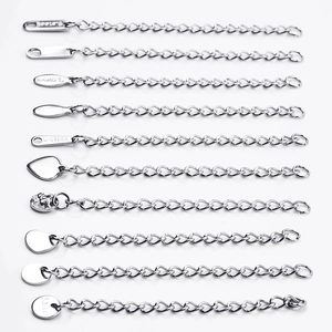 5cm silver stainless steel necklace extension chains with various heart and round charms