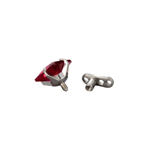 Fashionable geometric red zircon dermal anchor base made of durable stainless steel