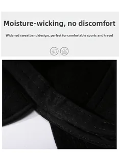 Détail de la bande anti-transpiration large du bonnet en laine pour évacuer l'humidité