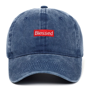 Baseball Cap Washed Cotton Blessed Embroidery Vintage Retro Adjustable Sunshade Hat Unisex Outdoor Hip Hop