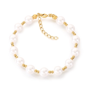 Elegant pearl bracelet with golden spacers and adjustable clasp for women