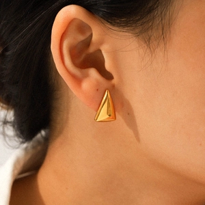 Triangle Stud Earrings 18K Gold Plated Stainless Steel Geometric Minimalist INS Style Fashion Jewelry For Women