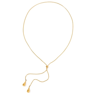 Collier en Y minimaliste en or 18 carats avec pendentif goutte et chaîne serpent réglable