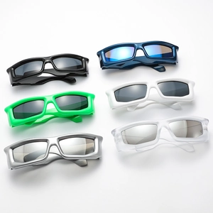 Y2K rectangular sunglasses for women in black blue green white and silver color set