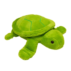 Soft green plush sea turtle pillow with cute shell stitching on a white background