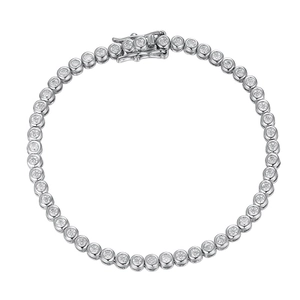 Classic 925 sterling silver 2mm moissanite tennis bracelet with round clear gemstones