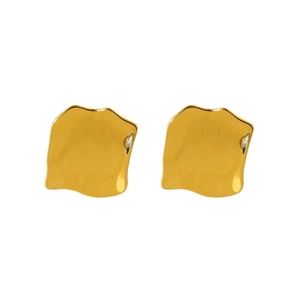Orecchini in acciaio inossidabile 316L placcato oro 16K con trama geometrica irregolare