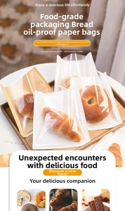 Close-up of food-grade greaseproof paper bags showing high transparency and bread textures