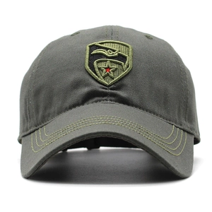Army green cotton camouflage baseball cap with eagle shield embroidery for outdoor sports