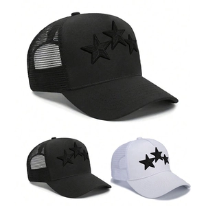 Stars Embroidered Trucker Hat Mesh Breathable Sun Protection Adjustable Baseball Cap For Men Women Casual Streetwear