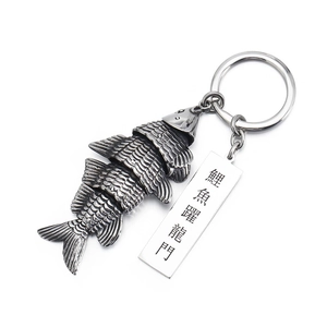 316L Stainless Steel Koi Fish Keychain Articulated Moveable Carp Pendant Retro Punk Bag Charm Lucky Gift