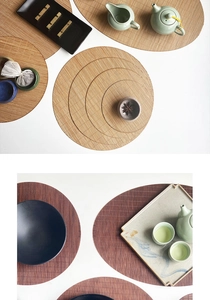 Detailed close-up of woven bamboo tea mats showing intricate natural textures and colors